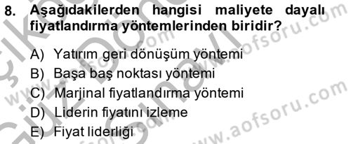 Odalar Bölümü Yönetimi Dersi 2014 - 2015 Yılı (Final) Dönem Sonu Sınav Soruları 8. Soru