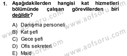 Odalar Bölümü Yönetimi Dersi 2014 - 2015 Yılı Tek Ders Sınav Soruları 1. Soru