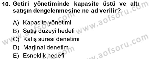 Odalar Bölümü Yönetimi Dersi 2014 - 2015 Yılı Tek Ders Sınav Soruları 10. Soru