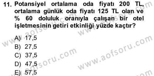 Odalar Bölümü Yönetimi Dersi 2014 - 2015 Yılı Tek Ders Sınav Soruları 11. Soru