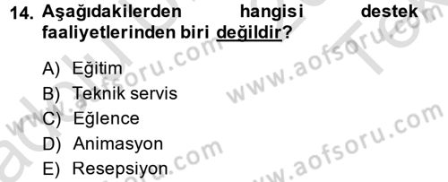 Odalar Bölümü Yönetimi Dersi 2014 - 2015 Yılı Tek Ders Sınav Soruları 14. Soru