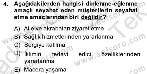 Odalar Bölümü Yönetimi Dersi 2014 - 2015 Yılı Tek Ders Sınav Soruları 4. Soru