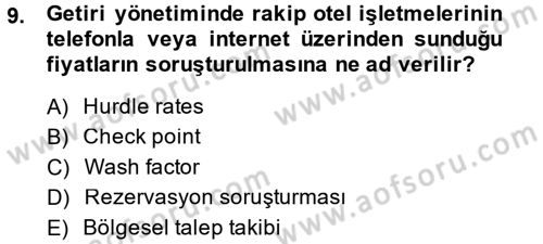 Odalar Bölümü Yönetimi Dersi 2014 - 2015 Yılı Tek Ders Sınav Soruları 9. Soru