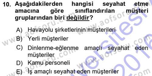 Odalar Bölümü Yönetimi Dersi 2015 - 2016 Yılı (Vize) Ara Sınav Soruları 10. Soru