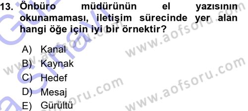 Odalar Bölümü Yönetimi Dersi 2015 - 2016 Yılı (Vize) Ara Sınav Soruları 13. Soru