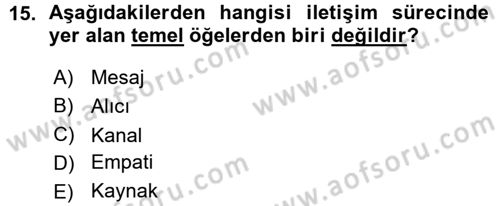 Odalar Bölümü Yönetimi Dersi 2015 - 2016 Yılı (Vize) Ara Sınav Soruları 15. Soru