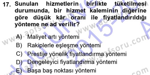 Odalar Bölümü Yönetimi Dersi 2015 - 2016 Yılı (Vize) Ara Sınav Soruları 17. Soru