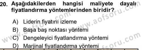 Odalar Bölümü Yönetimi Dersi 2015 - 2016 Yılı (Vize) Ara Sınav Soruları 20. Soru
