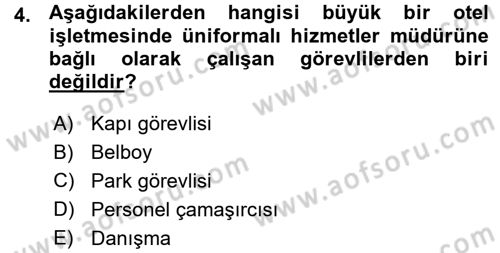 Odalar Bölümü Yönetimi Dersi 2015 - 2016 Yılı (Vize) Ara Sınav Soruları 4. Soru