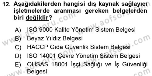 Odalar Bölümü Yönetimi Dersi 2015 - 2016 Yılı (Final) Dönem Sonu Sınav Soruları 12. Soru