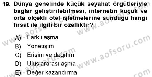 Odalar Bölümü Yönetimi Dersi 2015 - 2016 Yılı (Final) Dönem Sonu Sınav Soruları 19. Soru