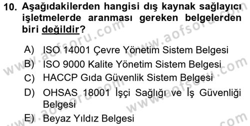 Odalar Bölümü Yönetimi Dersi 2015 - 2016 Yılı Tek Ders Sınav Soruları 10. Soru