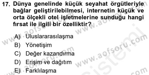 Odalar Bölümü Yönetimi Dersi 2015 - 2016 Yılı Tek Ders Sınav Soruları 17. Soru