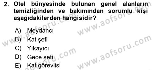 Odalar Bölümü Yönetimi Dersi 2015 - 2016 Yılı Tek Ders Sınav Soruları 2. Soru