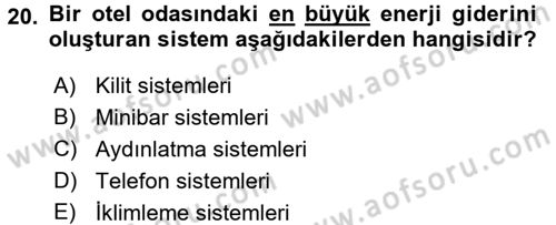 Odalar Bölümü Yönetimi Dersi 2015 - 2016 Yılı Tek Ders Sınav Soruları 20. Soru