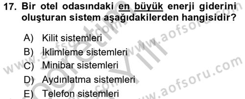 Odalar Bölümü Yönetimi Dersi 2016 - 2017 Yılı 3 Ders Sınav Soruları 17. Soru