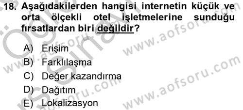 Odalar Bölümü Yönetimi Dersi 2016 - 2017 Yılı 3 Ders Sınav Soruları 18. Soru