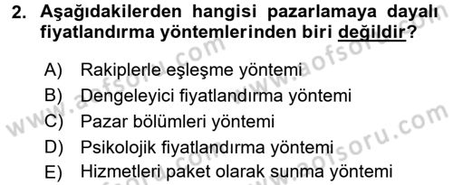 Odalar Bölümü Yönetimi Dersi 2016 - 2017 Yılı 3 Ders Sınav Soruları 2. Soru