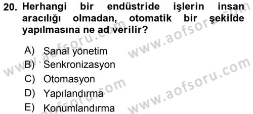Odalar Bölümü Yönetimi Dersi 2016 - 2017 Yılı 3 Ders Sınav Soruları 20. Soru