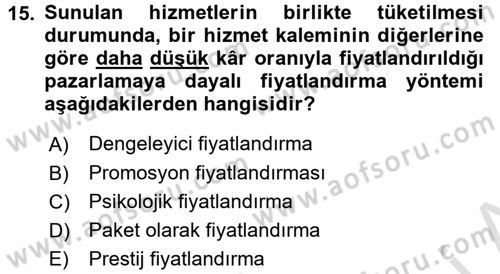 Odalar Bölümü Yönetimi Dersi 2016 - 2017 Yılı (Vize) Ara Sınav Soruları 15. Soru