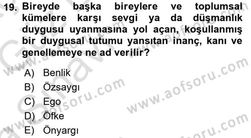 Odalar Bölümü Yönetimi Dersi 2016 - 2017 Yılı (Vize) Ara Sınav Soruları 19. Soru