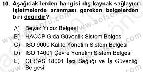 Odalar Bölümü Yönetimi Dersi 2016 - 2017 Yılı (Final) Dönem Sonu Sınav Soruları 10. Soru