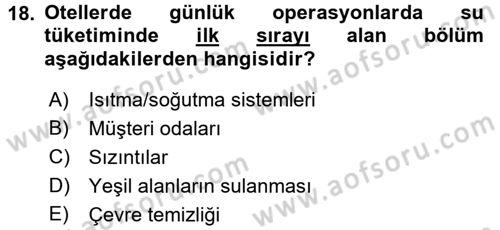 Odalar Bölümü Yönetimi Dersi 2016 - 2017 Yılı (Final) Dönem Sonu Sınav Soruları 18. Soru