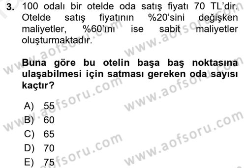 Odalar Bölümü Yönetimi Dersi 2016 - 2017 Yılı (Final) Dönem Sonu Sınav Soruları 3. Soru