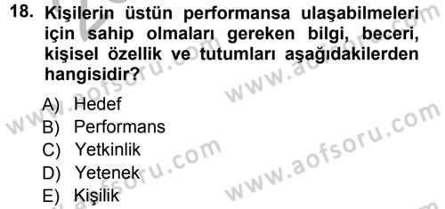 Performans ve Kariyer Yönetimi Dersi 2012 - 2013 Yılı (Vize) Ara Sınav Soruları 18. Soru