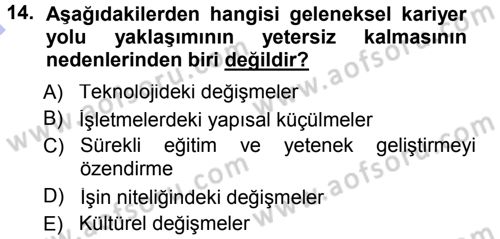 Performans ve Kariyer Yönetimi Dersi 2012 - 2013 Yılı (Final) Dönem Sonu Sınav Soruları 14. Soru