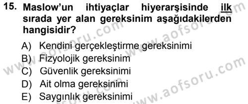 Performans ve Kariyer Yönetimi Dersi 2012 - 2013 Yılı (Final) Dönem Sonu Sınav Soruları 15. Soru