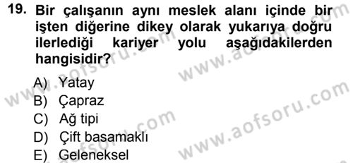 Performans ve Kariyer Yönetimi Dersi 2012 - 2013 Yılı (Final) Dönem Sonu Sınav Soruları 19. Soru