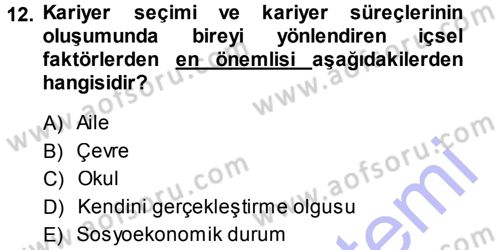 Performans ve Kariyer Yönetimi Dersi 2013 - 2014 Yılı (Final) Dönem Sonu Sınav Soruları 12. Soru
