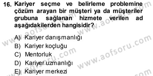 Performans ve Kariyer Yönetimi Dersi 2013 - 2014 Yılı (Final) Dönem Sonu Sınav Soruları 16. Soru