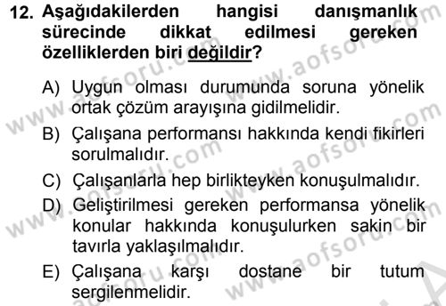 Performans ve Kariyer Yönetimi Dersi 2013 - 2014 Yılı Tek Ders Sınav Soruları 12. Soru