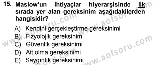 Performans ve Kariyer Yönetimi Dersi 2013 - 2014 Yılı Tek Ders Sınav Soruları 15. Soru