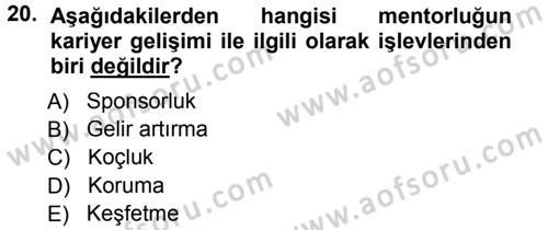 Performans ve Kariyer Yönetimi Dersi 2013 - 2014 Yılı Tek Ders Sınav Soruları 20. Soru