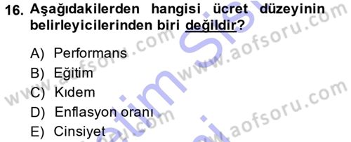 Performans ve Kariyer Yönetimi Dersi 2014 - 2015 Yılı (Vize) Ara Sınav Soruları 16. Soru
