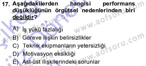 Performans ve Kariyer Yönetimi Dersi 2014 - 2015 Yılı (Vize) Ara Sınav Soruları 17. Soru