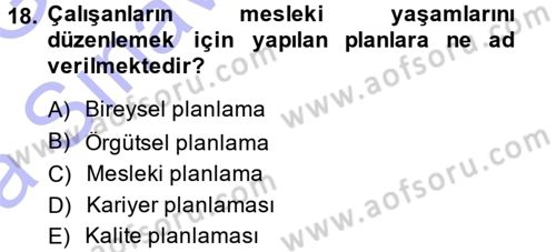 Performans ve Kariyer Yönetimi Dersi 2014 - 2015 Yılı (Vize) Ara Sınav Soruları 18. Soru