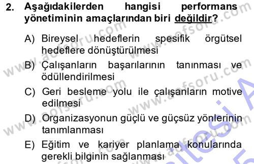 Performans ve Kariyer Yönetimi Dersi 2014 - 2015 Yılı (Vize) Ara Sınav Soruları 2. Soru