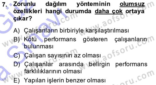 Performans ve Kariyer Yönetimi Dersi 2014 - 2015 Yılı (Vize) Ara Sınav Soruları 7. Soru