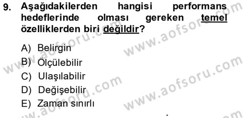 Performans ve Kariyer Yönetimi Dersi 2014 - 2015 Yılı (Vize) Ara Sınav Soruları 9. Soru