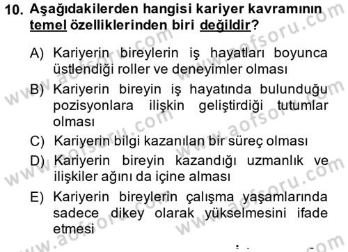 Performans ve Kariyer Yönetimi Dersi 2014 - 2015 Yılı (Final) Dönem Sonu Sınav Soruları 10. Soru