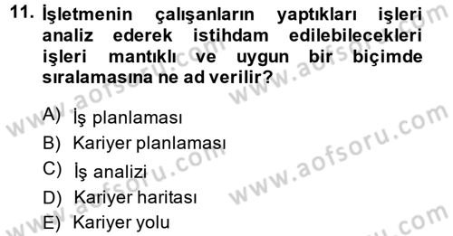 Performans ve Kariyer Yönetimi Dersi 2014 - 2015 Yılı (Final) Dönem Sonu Sınav Soruları 11. Soru