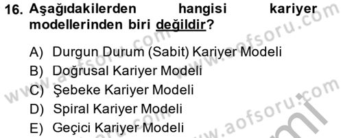 Performans ve Kariyer Yönetimi Dersi 2014 - 2015 Yılı (Final) Dönem Sonu Sınav Soruları 16. Soru