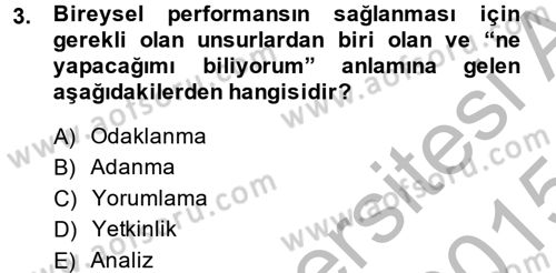Performans ve Kariyer Yönetimi Dersi 2014 - 2015 Yılı (Final) Dönem Sonu Sınav Soruları 3. Soru