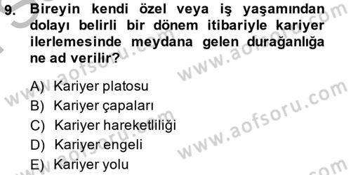 Performans ve Kariyer Yönetimi Dersi 2014 - 2015 Yılı (Final) Dönem Sonu Sınav Soruları 9. Soru