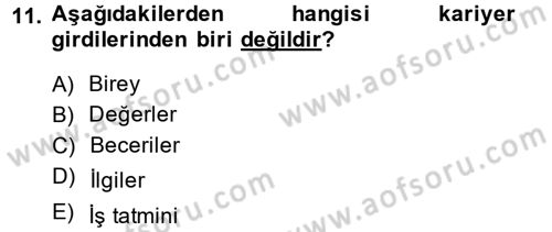 Performans ve Kariyer Yönetimi Dersi 2014 - 2015 Yılı Tek Ders Sınav Soruları 11. Soru