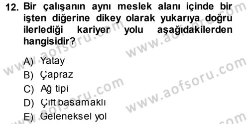 Performans ve Kariyer Yönetimi Dersi 2014 - 2015 Yılı Tek Ders Sınav Soruları 12. Soru